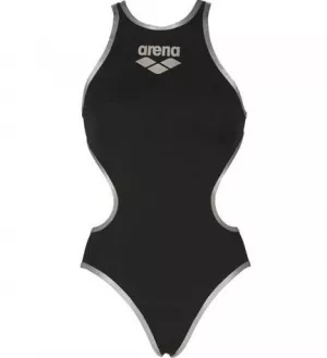 Arena One Biglogo Women black-silver Schwimmanzug Damen Einteiler Material 100% Polyester