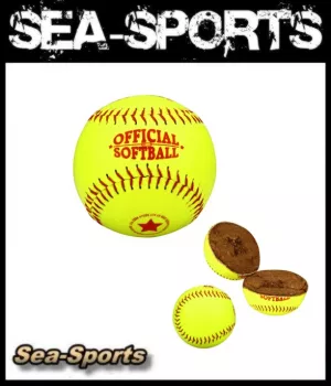 Abbey Baseball Softball Honkball Schlagball Wurfball neongelb neongrün rote Nähte