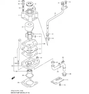 Teileliste Motor Wasserpumpe Ersatzteile für Suzuki 15PS DF15 11KW 4Takt  Außenborder, Ersatzteile nach Aussenbordertyp, Aussenborder 8-20PS