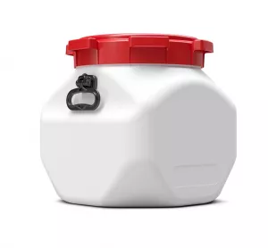 BasicNature eckige Weithalsbehälter Weithalstonne Gepäcktonne weiss roter runder Deckel 40L 66L 80L Liter
