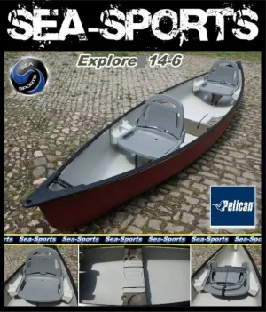 Lagerboot Kanu Pelican 14.6 DLX 3sitziges Canadier Kunststoffsitze mit Lehne 4,42m bereits montiert kein Baussatz