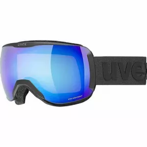 Randlose Skibrille Snowboardbrille UVEX Herren Brille Downhill 2100 CV Rahmen Band black mat Scheibe SL blue-green
